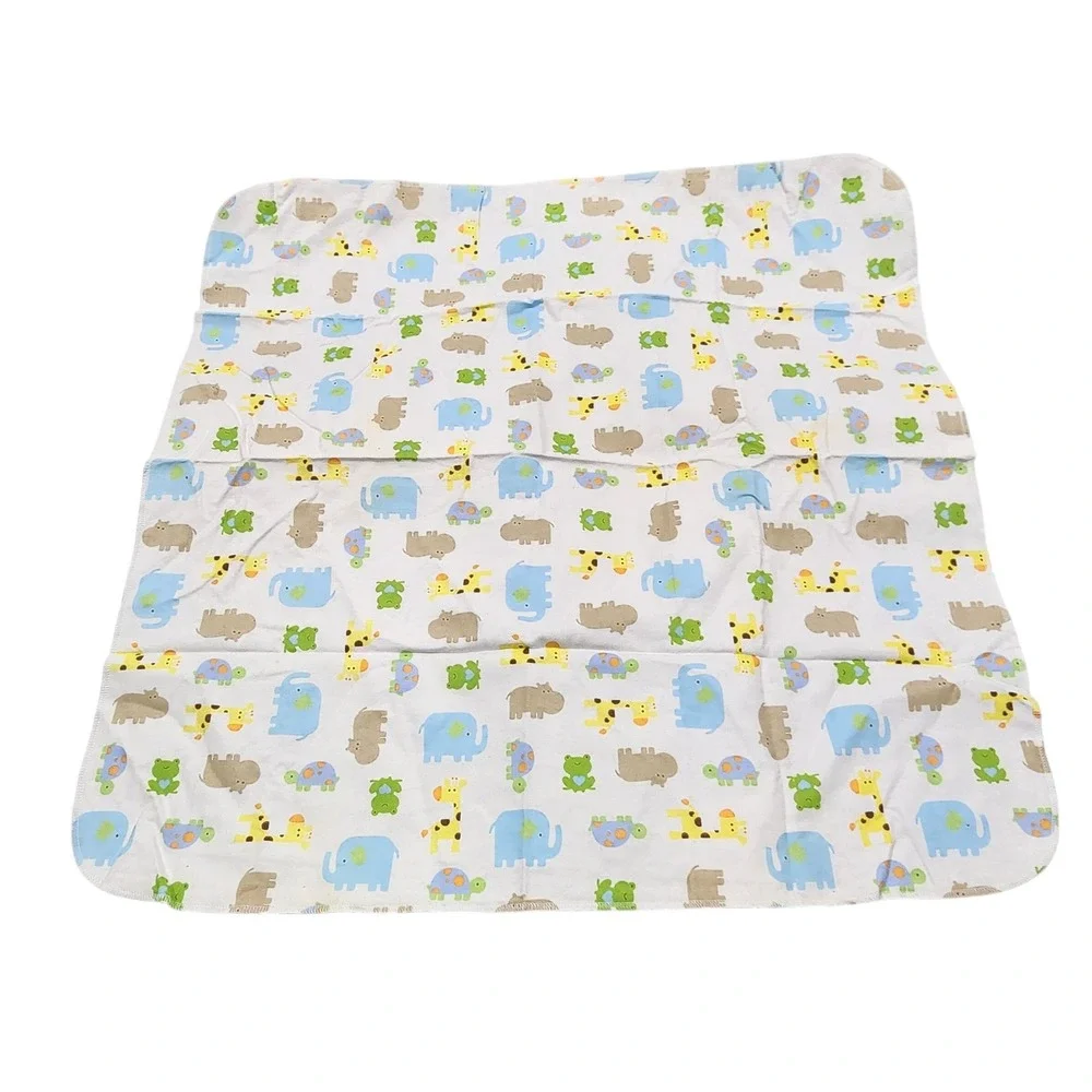 Just One Year Carter's Baby Cotton Flannel Receiving Blanket Animal Elephant Zoo